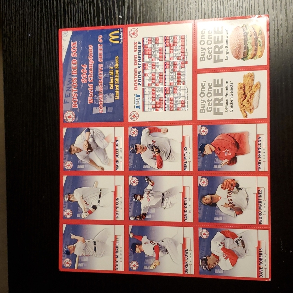 BOSTON RED SOX  UNCUT TRADING CARDS 2004